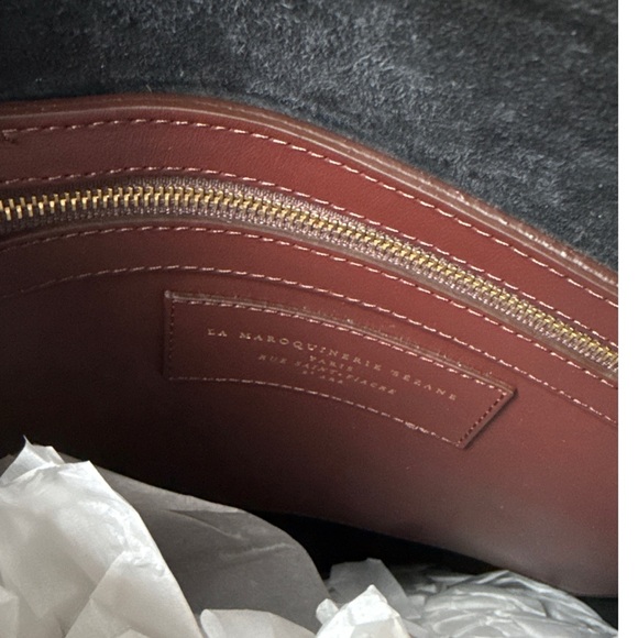 NWT Sezane The Tote Chocolate Crocodile Embossed Leather Large Tote Purse - Picture 3 of 10